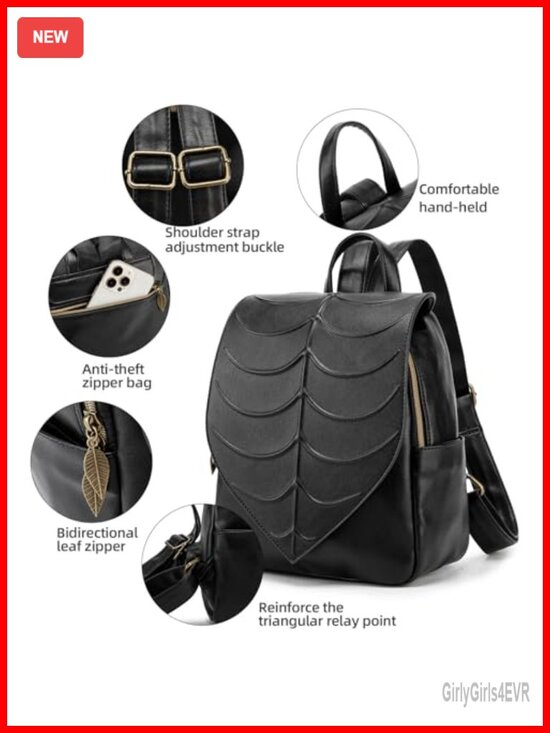 PU Leather Forest Leaf Backpack Fits 13\